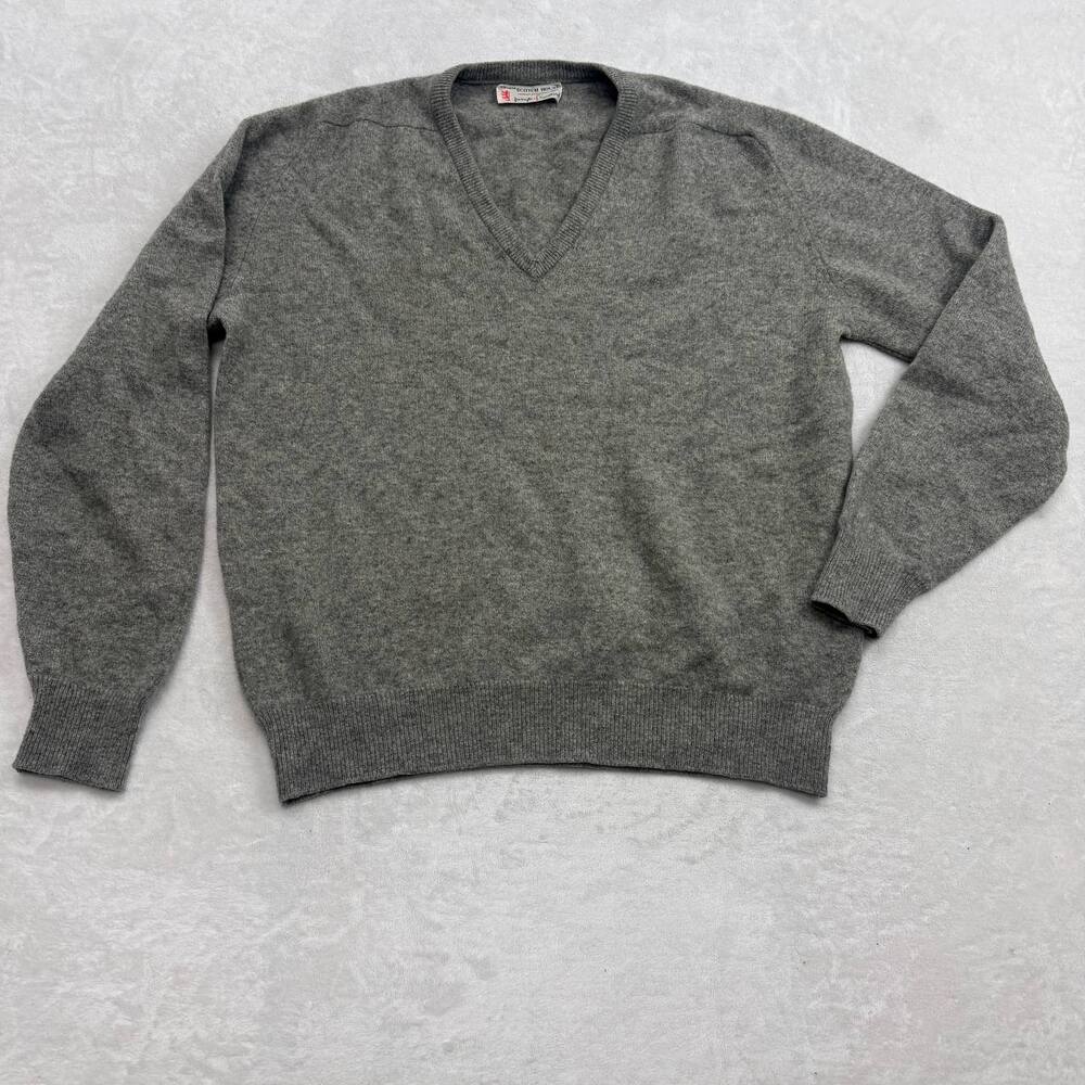 Pringle of Scotland Men's Sweater Grey Size L V-Neck Vintage Wool Scotch House